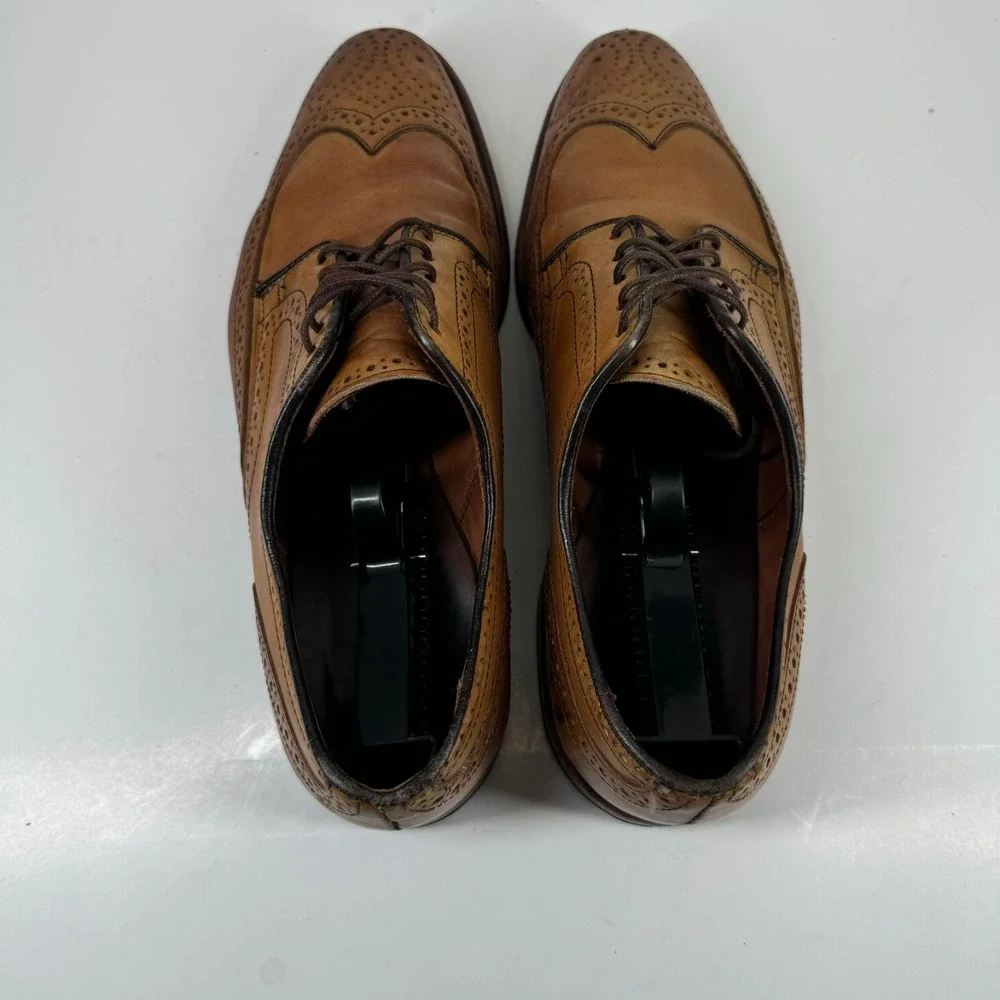 Allen Edmonds Stuttgart Men's US 11D Walnut Brown Leather Wingtip Oxford Shoes
